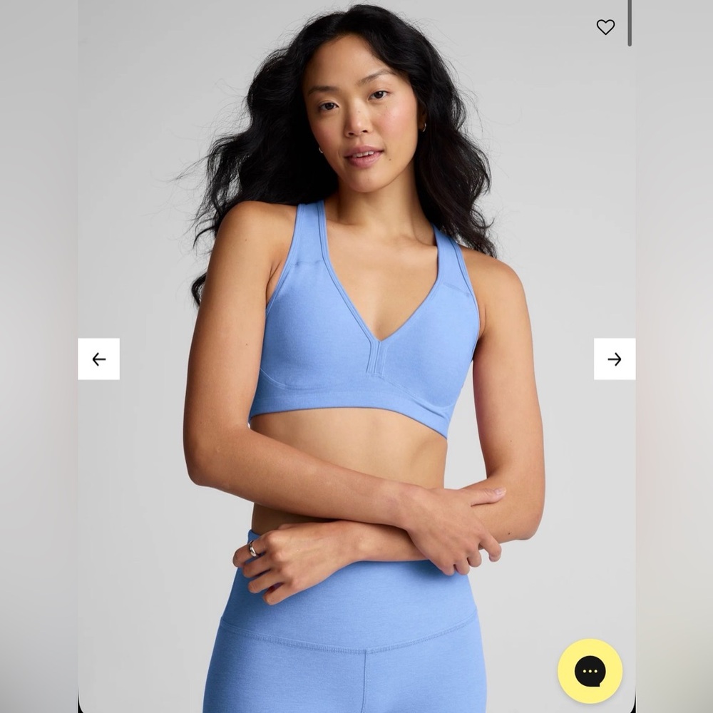 BEYOND YOGA Spacedye Lift Your Spirts Bra Flower Blue Heather